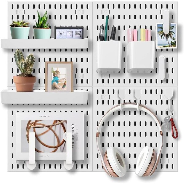 CARLA HOME Pegboard Combination Kit with 4 Pegboards and 18 Accessories Modular Hanging for Wall Organiser