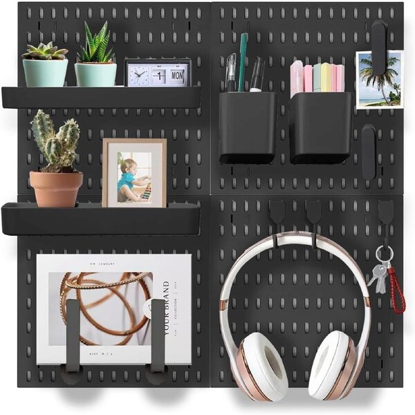 CARLA HOME Pegboard Combination Kit with 4 Pegboards and 18 Accessories Modular Hanging for Wall Organiser