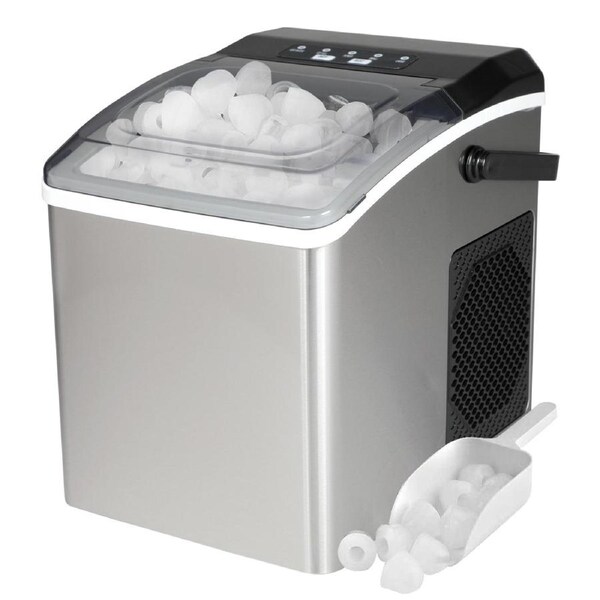 Koolatron Ice Maker - 11.7KG Countertop Ice Maker Machine - Ice Machine for Commercial Home Bar Office Kitchen Appliances - Nugget Ice Maker - Ice Scoop and Basket - Stainless Steel