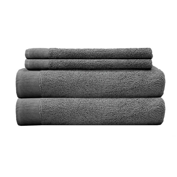Bambury Elvire 4 Piece Luxury Bath Towel & Hand Towel Pack Grey