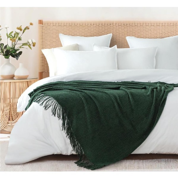 Gioia Casa Luxury Super Soft Textured Knitted Throw Blanket Forest