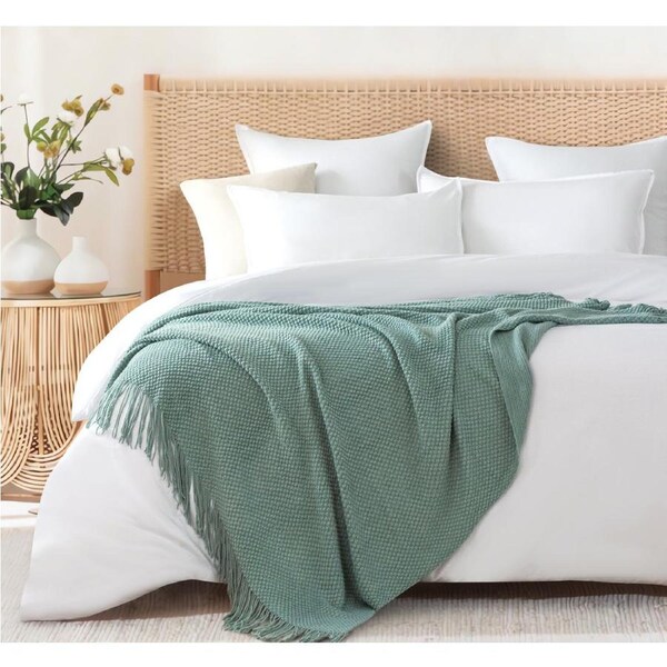 Gioia Casa Luxury Super Soft Textured Knitted Throw Blanket Seafoam