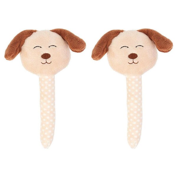 2PK Annabel Trends Mini Hand Rattle Plush Baby Sensory Animal Toy 14cm Puppy