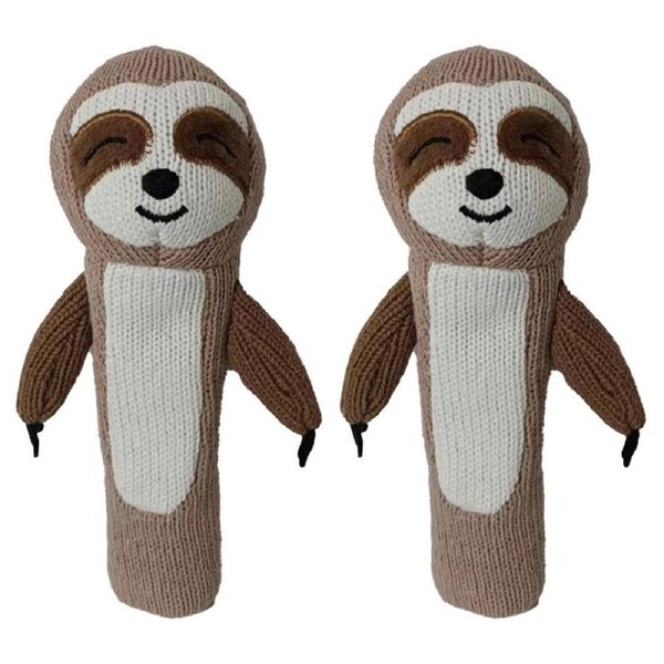 2PK Annabel Trends Knit Hand Rattle Baby Sensory/Squeak Animal Toy 18.5cm Sloth