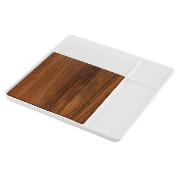 Ladelle Essentials Square Snack Serving Board Kitchen Serveware 29.5cm White
