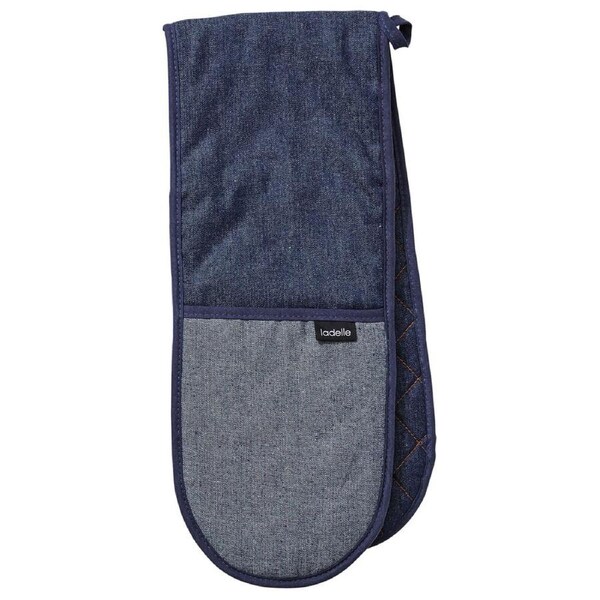 Ladelle Double Oven Mitt/Mittens Kitchen Cooking/Baking 17x89cm Denim Blue