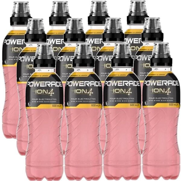 Powerade Strawberry & Lemon ION4 Sports Drink Electrolytes 600ml Pack 12 Carton Bulk