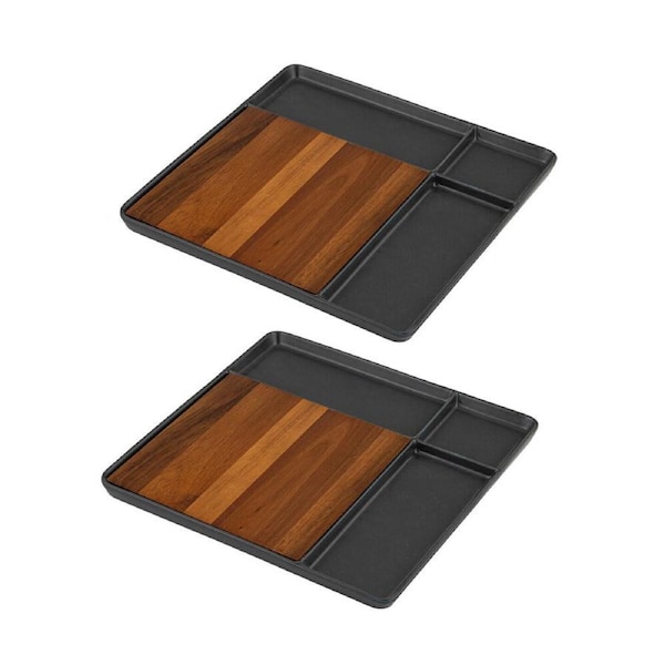 2PK Ladelle Essentials Square Serving Board Kitchen Serveware 29.5cm Charcoal