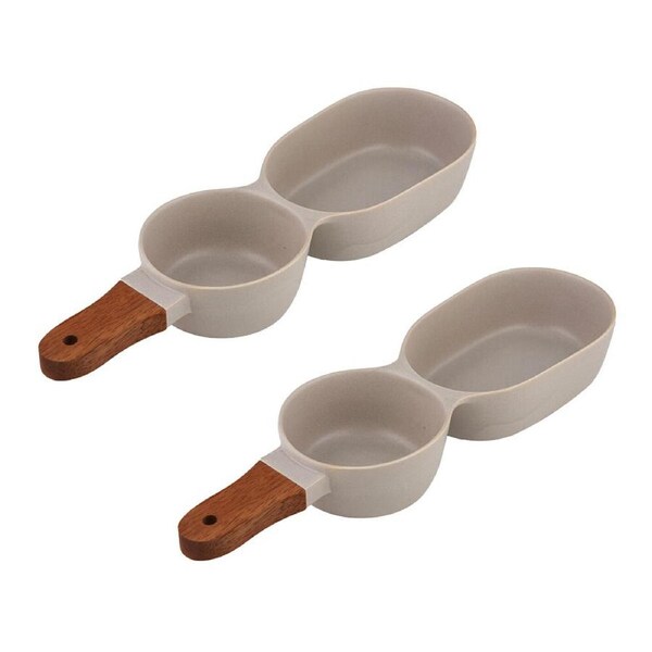 2PK Ladelle Essentials 2-Part Porcelain Serve Stick Dip/Snack Tray 26.5cm Stone