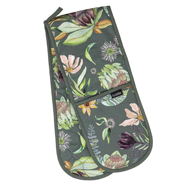 Leura Double Oven Mitt Kitchen Cooking/Baking Potholder Floral Gloves 17x89cm