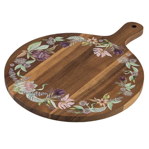 Leura Round Acacia Serving Wooden Board Kitchen Cooking Serveware 40x30cm