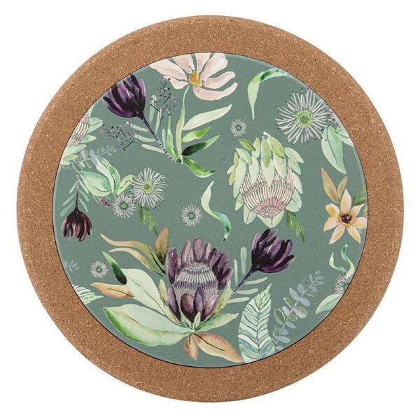 2pc Leura Tabletop Cork Trivet Kitchen Cooking Serveware 20cm Cream/Green