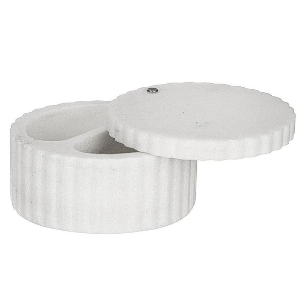Mason White Marble Round 2 Part Salt Cellar Kitchen Storage Accessories 12x6cm