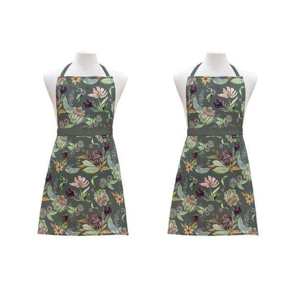 2PK Leura Cotton Kitchen Adjustable Cooking/Baking Bib Floral Comfort 68x78cm