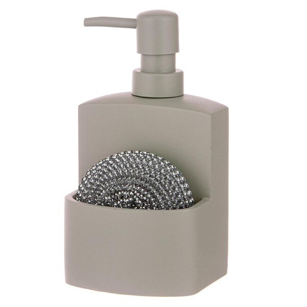 2pc Ladelle Essentials Kitchen Cleaning Set 250ml Soap Pump & Scourer Stone