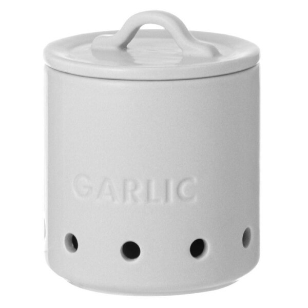 Ladelle Essentials Garlic Vault Storage Canister Container 10x10cm White