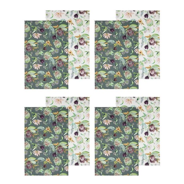 4x 2pc Ladelle Leura Floral Cotton Kitchen Tea Towel 45x70cm Soft Dish Cloth