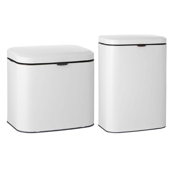 Ladelle Essentials Stainless Steel Rubbish/Waste Bins 4L/8L Combo Set White