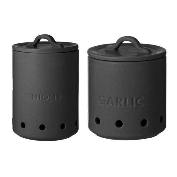 Ladelle Essentials Onion/Garlic Vault Food Saver 21.5/11cm Combo Set Charcoal