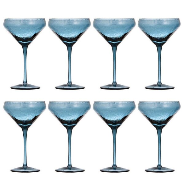 2x 4pc Ladelle Flynn Coupe Glass Stemware Cocktail/Martini Drinkware 18cm Blue