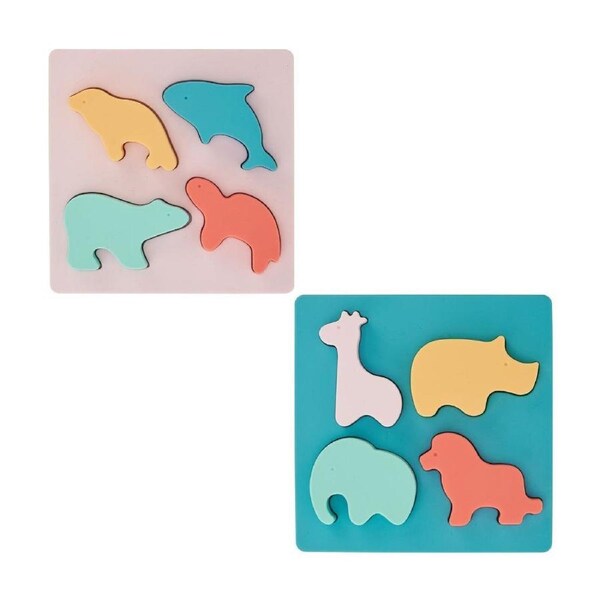 Annabel Trends Silicone Puzzle Toy/Teether 12x4.5cm Land/Sea Animals Combo Set