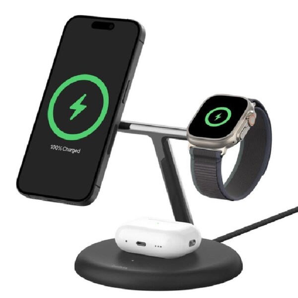 Belkin BoostCharge Pro 3-in-1 Magnetic Wireless Charging Stand with Qi2 15W, Black(WIZ023AUBK),36W USB-C PSU,Fast Charging,CEW $2500, 2 Years Warranty WIZ023AUBK