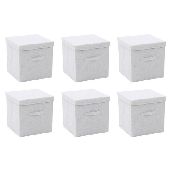 6PK Boxsweden Kloset Linen Foldable Storage Box with Lid and Handles 30x30x30cm