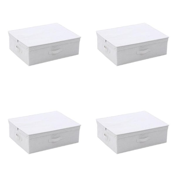 4PK Boxsweden Kloset Linen Storage Underbed Box with Lid and Handles 55x44x18cm