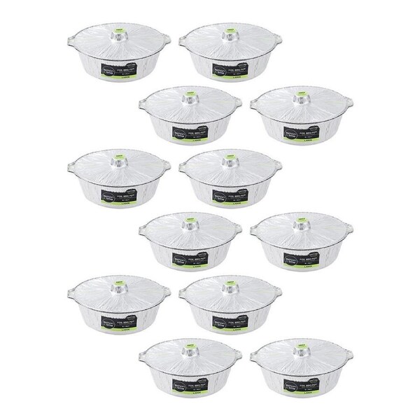 12PK Lemon & Lime Super Thick and Strong Foil BBQ Pot Large with Lid 8L 39cm