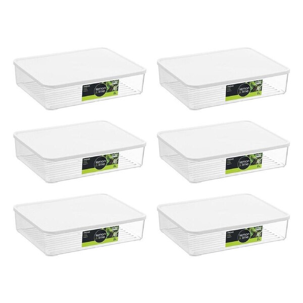 6PK Lemon & Lime Fridge Food Storer Fresh Container/Storage 2L 24x18x5.6cm