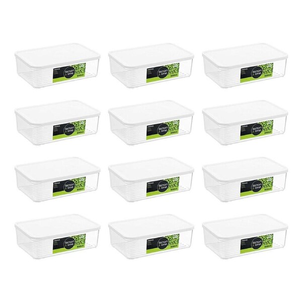 12PK Lemon & Lime Fridge Food Storer Fresh Container/Storage 900ml 18x12x5.6cm