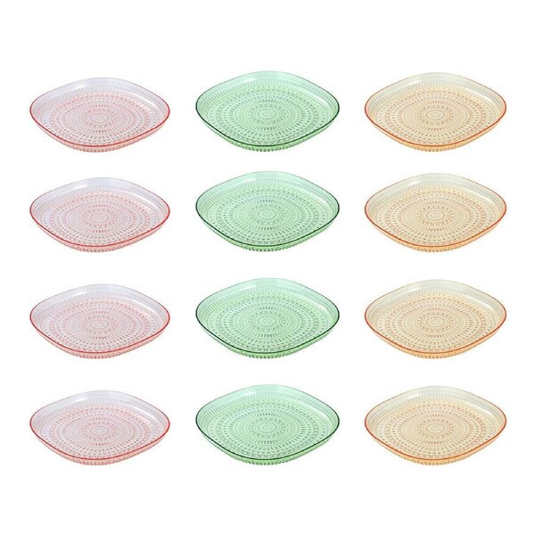 12PK Lemon & Lime Moroccan Deco Dinner Plate 25cm Amber/Green/Pink Assorted