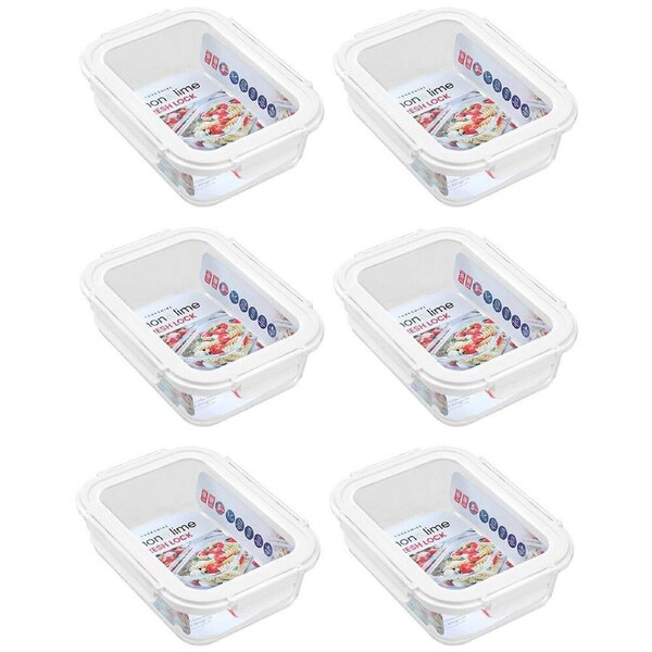6PK Lemon & Lime Yorkshire Durable Glass Fresh Lock Food Storage Container 1.5L