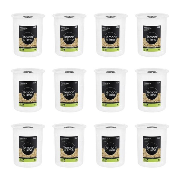 12PK Lemon & Lime Press Seal Airtight Food Safe Storer Container 2L 15x15x17cm