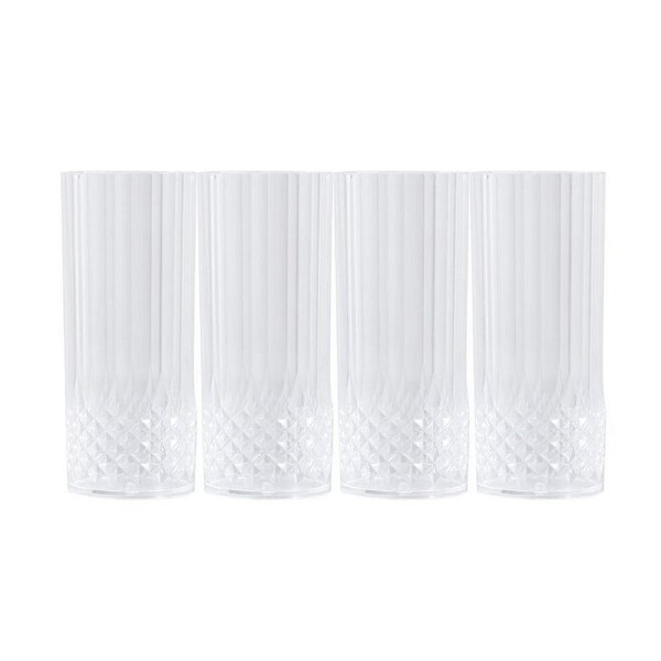 16pc Lemon & Lime Crystal Deco Plastic Reusable Durable Tall Tumbler 390ml