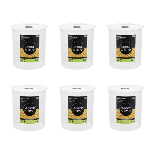 6PK Lemon & Lime Press Seal Airtight Food Storer Container 4.5L 19x19x21cm