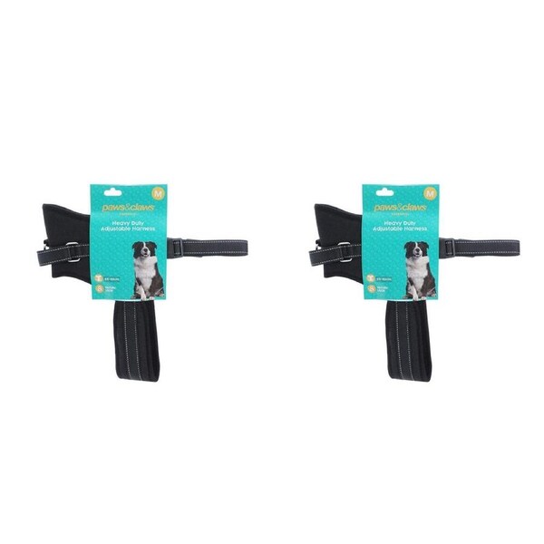 2PK Paws & Claws Strong Secure Lock Soft Padded Pet Harness Medium 65-80cm