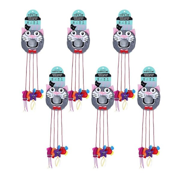 6PK Paws & Claws Cara Cat Door Hanging Engaging Dangler Multi Pet Toy 60x12cm