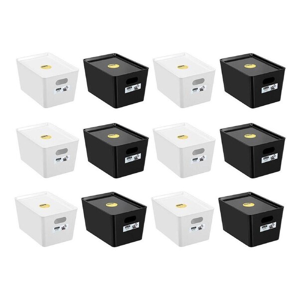 12PK Boxsweden Smooth Tidy Sleek Durable Storage Box 5.6L 26cm Assorted