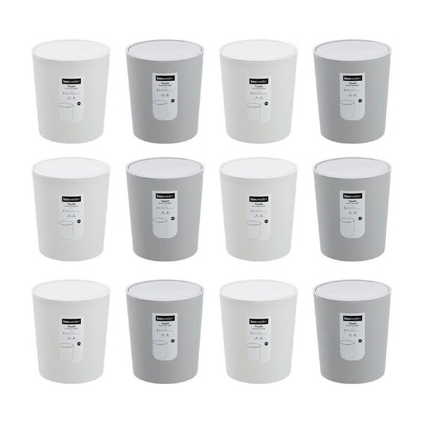 12PK Boxsweden Touch Swing Quick and Easy Home/Office Bin Round 2.7L Assorted