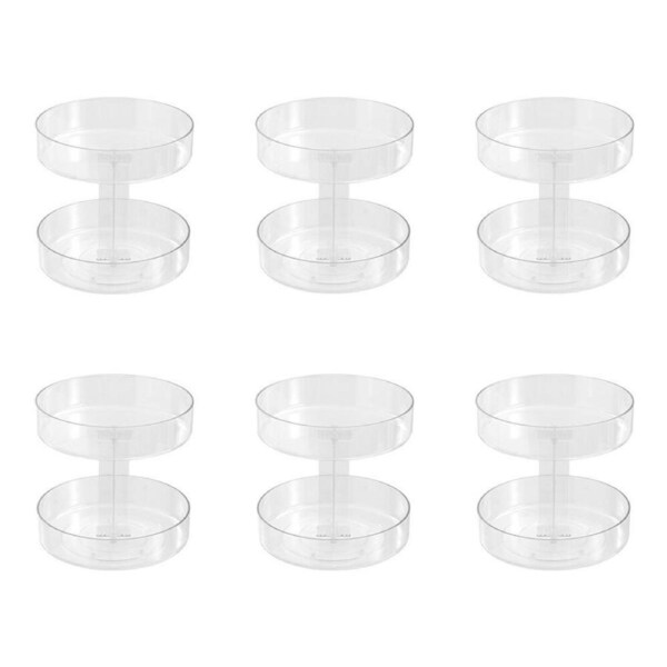 6PK Boxsweden Crystal Round Easy Access 2 Tier Turntable Storage 21x21x21.5cm