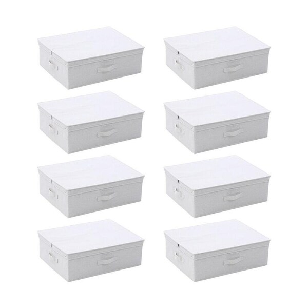 8PK Boxsweden Kloset Linen Storage Underbed Box with Lid and Handles 55x44x18cm
