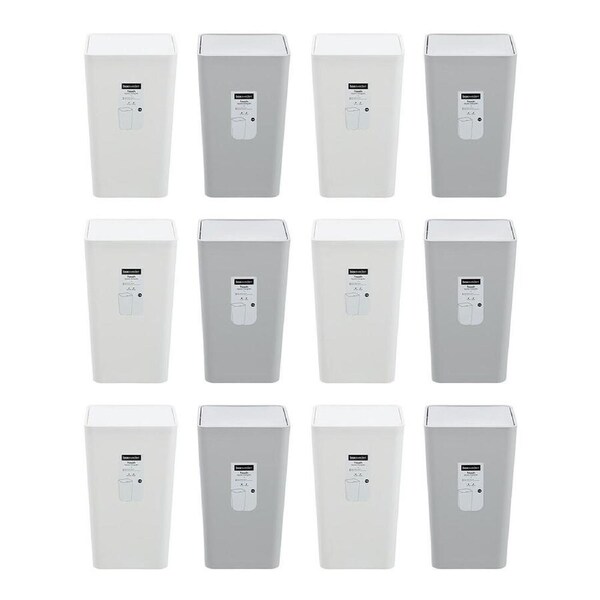 12PK Boxsweden Convenient Touch Swing Bin Square for Home/Office 7.5L Assorted