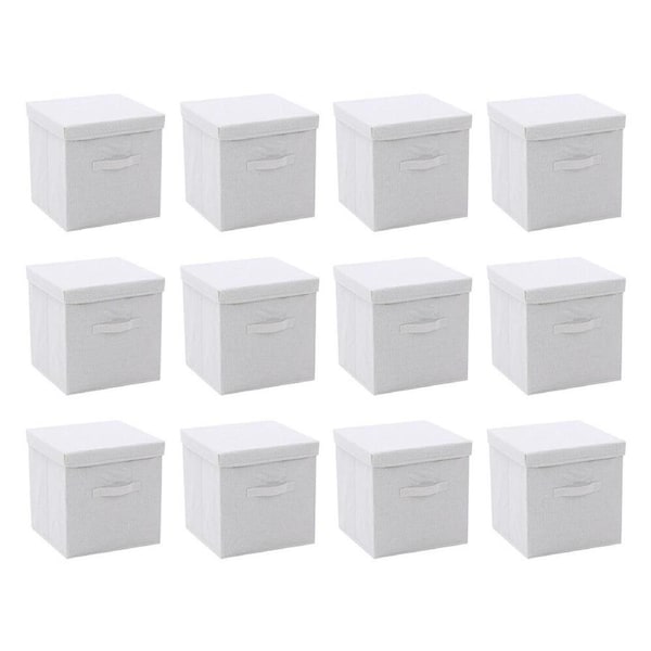 12PK Boxsweden Kloset Linen Foldable Storage Box with Lid and Handles 30x30x30cm