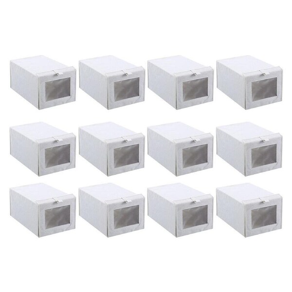 12PK Boxsweden Kloset Linen Foldable Wardrobe Organising Shoe Box 38x25x20cm