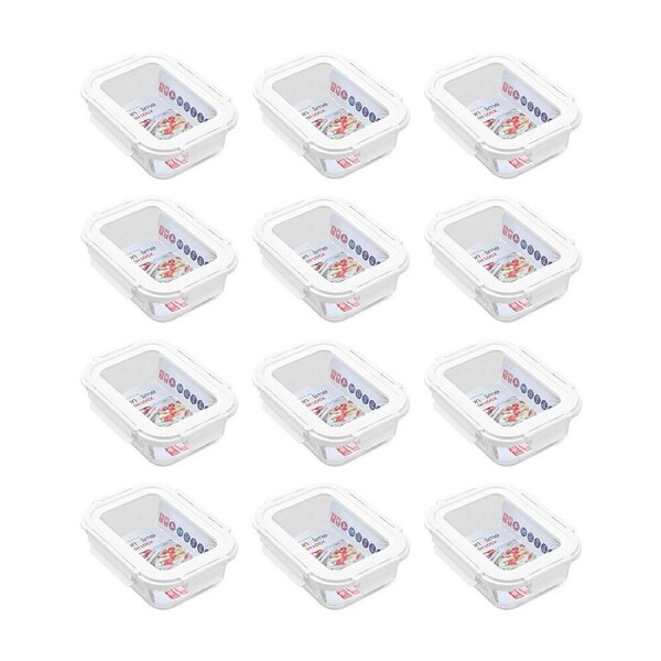 12PK Lemon & Lime Yorkshire Durable Glass Fresh Lock Food Container 650ml