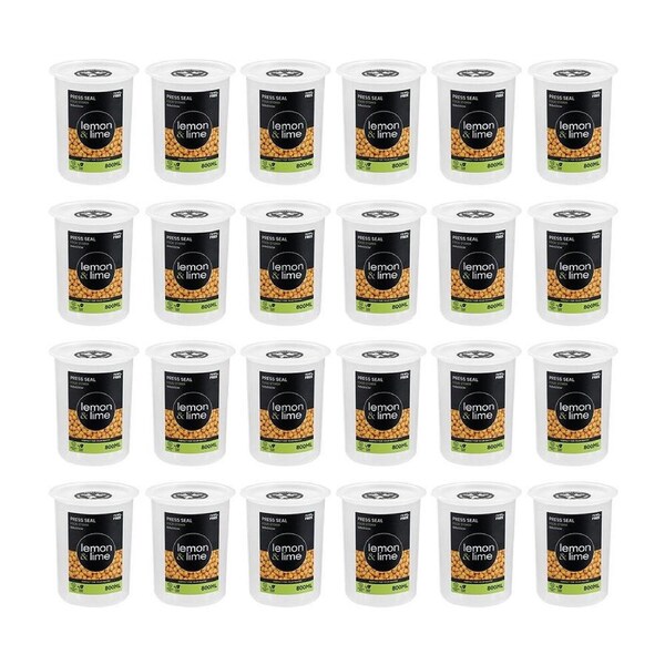 24PK Lemon & Lime Press Seal Airtight Food Storer Container 800ml 11x11x13.5cm