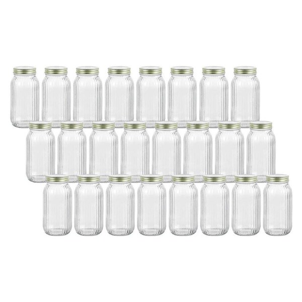 24PK Lemon & Lime Roma Ribbed Conserve Glass Jar with Air-Tight Screw Lid 800ml