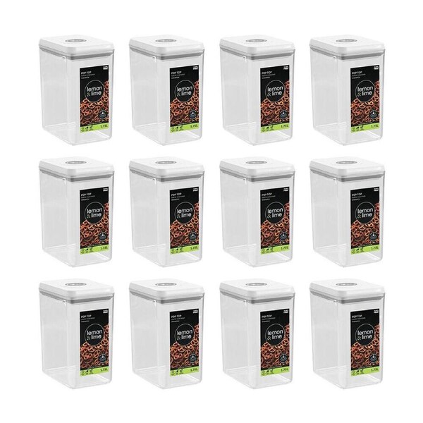 12PK Lemon & Lime Pop-Up Lid Pantry Storage Container Rectangle 1.75L 18.5cm