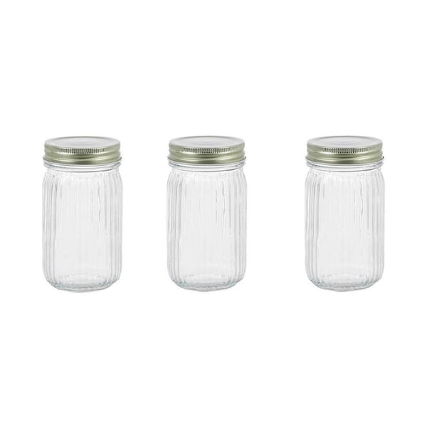 32PK Lemon & Lime Roma Ribbed Conserve Glass Jar with Air-Tight Screw Lid 450ml